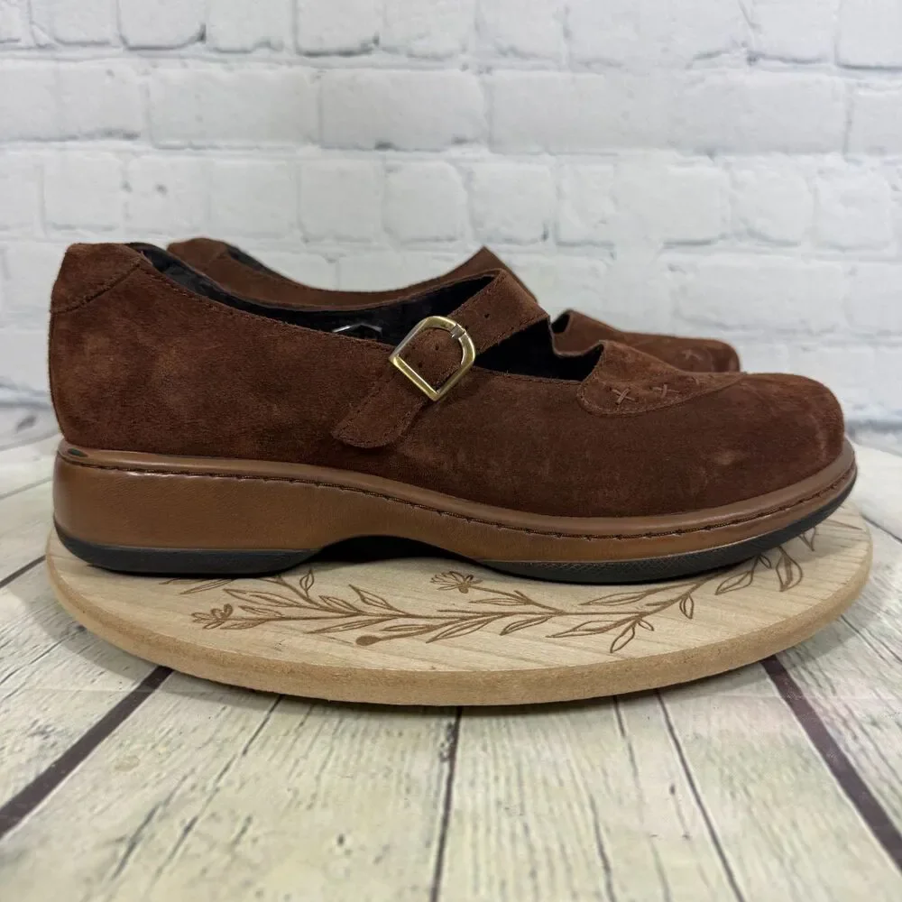 Dansko Mary Jane Clogs Women Size 10.5-11 US 41 EU Brown Floral Embossed Leather